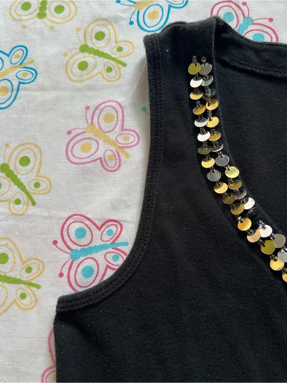 Latina Life Y2K Black Silver & Gold Sequin Neckline Tank - Picture 2 of 7